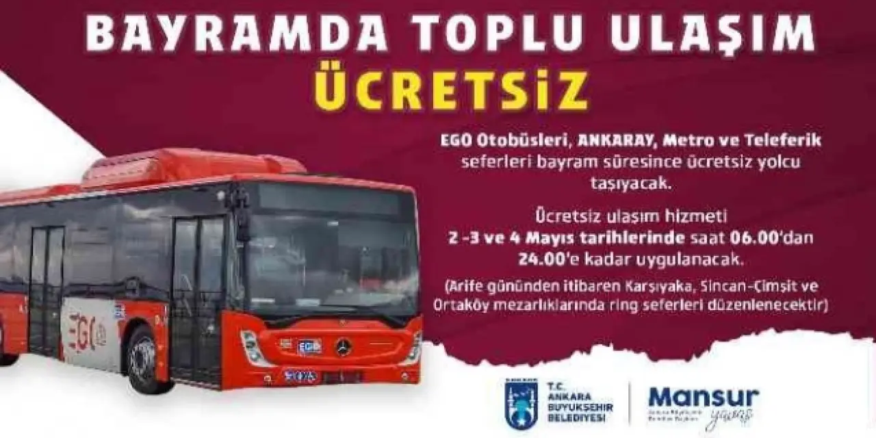 Ramazan Bayramı'nda ücretsiz toplu ulaşım