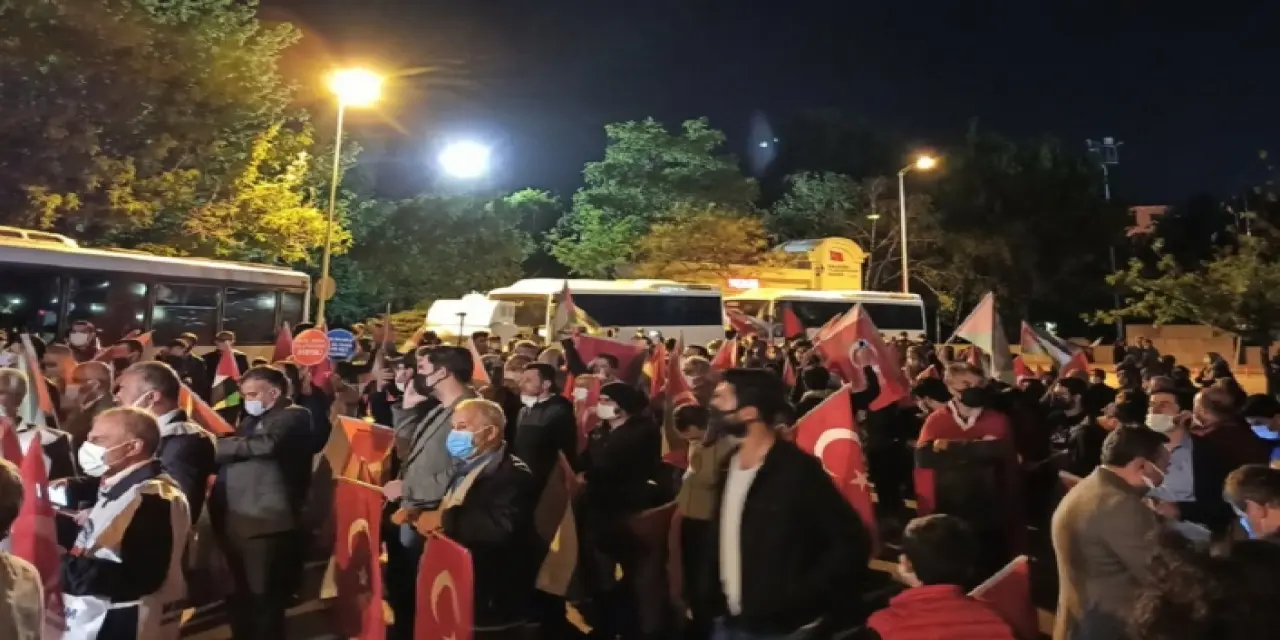 Filistin için yüzlerce Ankaralı İsrail Konsolosluğu'na yürüdü!